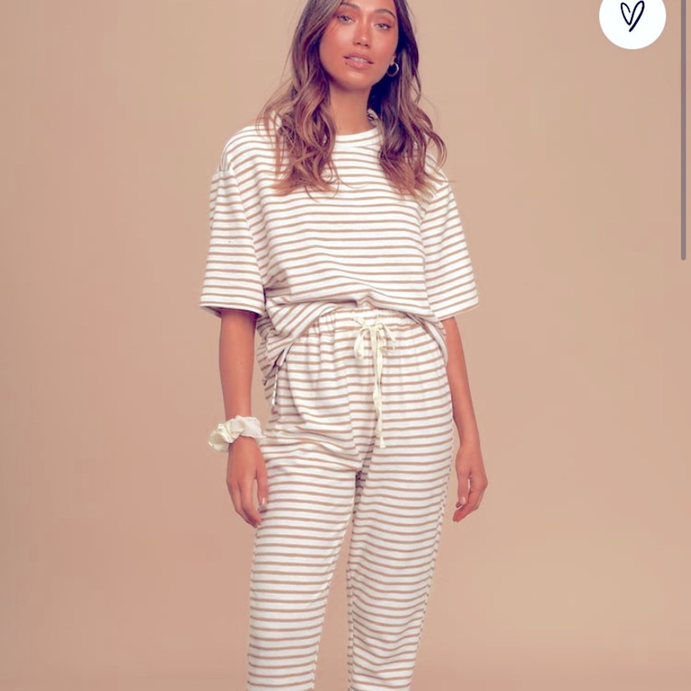 Lulus Toby heart ginger striped matching set